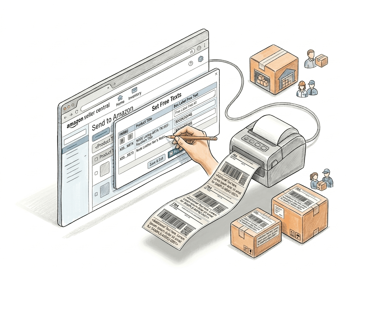Custom free text on Amazon Single SKU box label