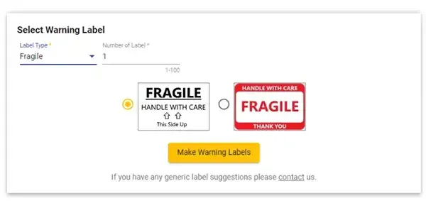 Label Resizer fragile warning label