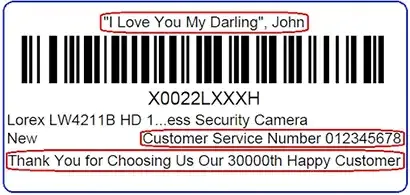 Free text label example - customer messages