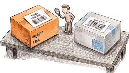 Walmart WFS and Amazon FBA warehouse fulfillment labeling process