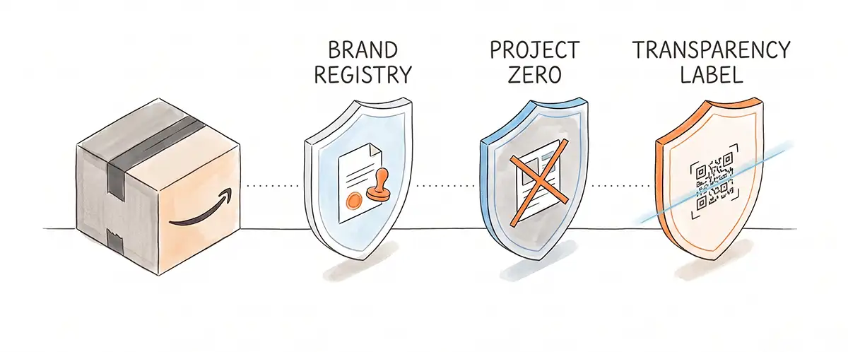 Amazon Transparency vs Brand Registry vs Project Zero Amazon brand protection programs comparison and Transparency label formatting