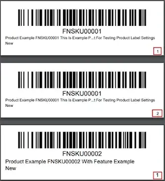 Item numbers on FBA product labels
