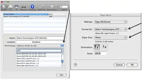 Zebra Mac settings