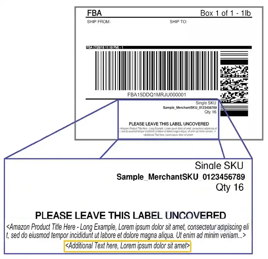 Free text on box label