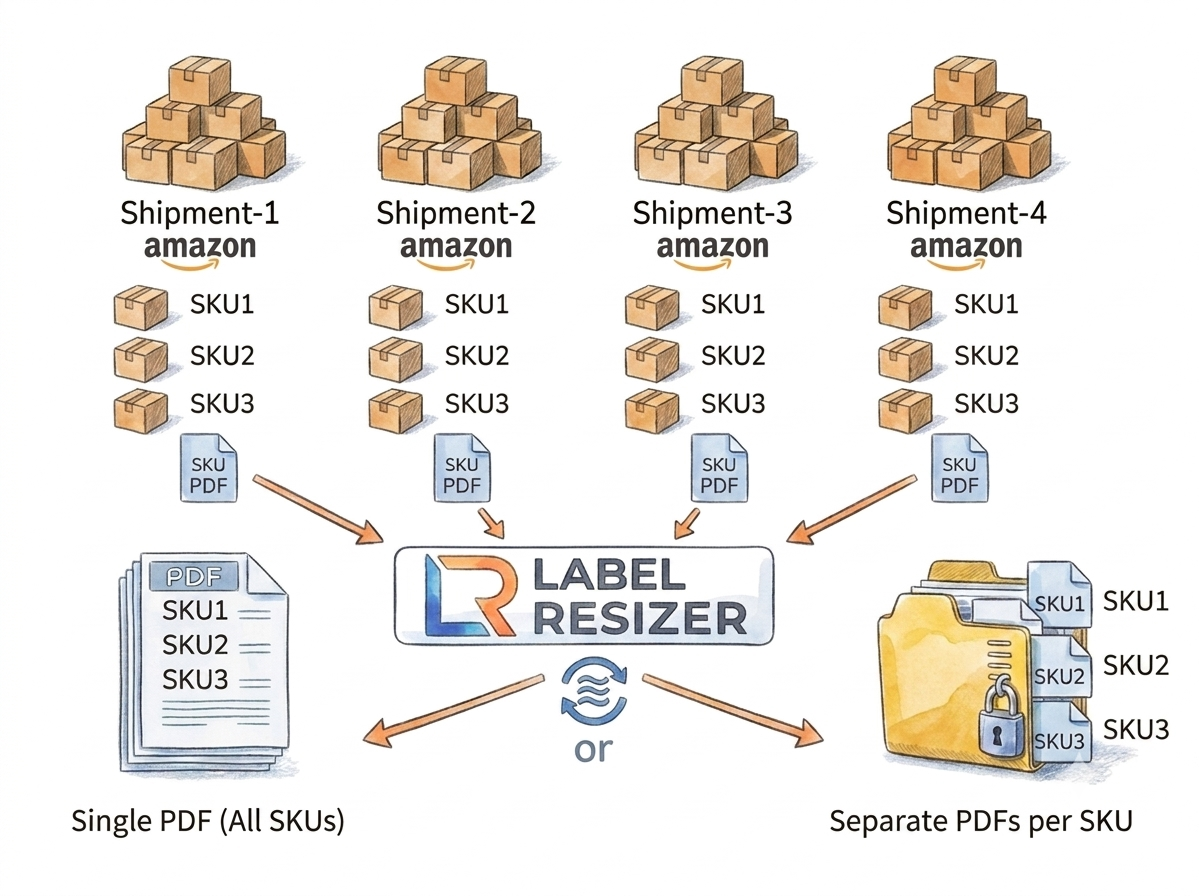 Merge FBA Split Shipments Box Labels