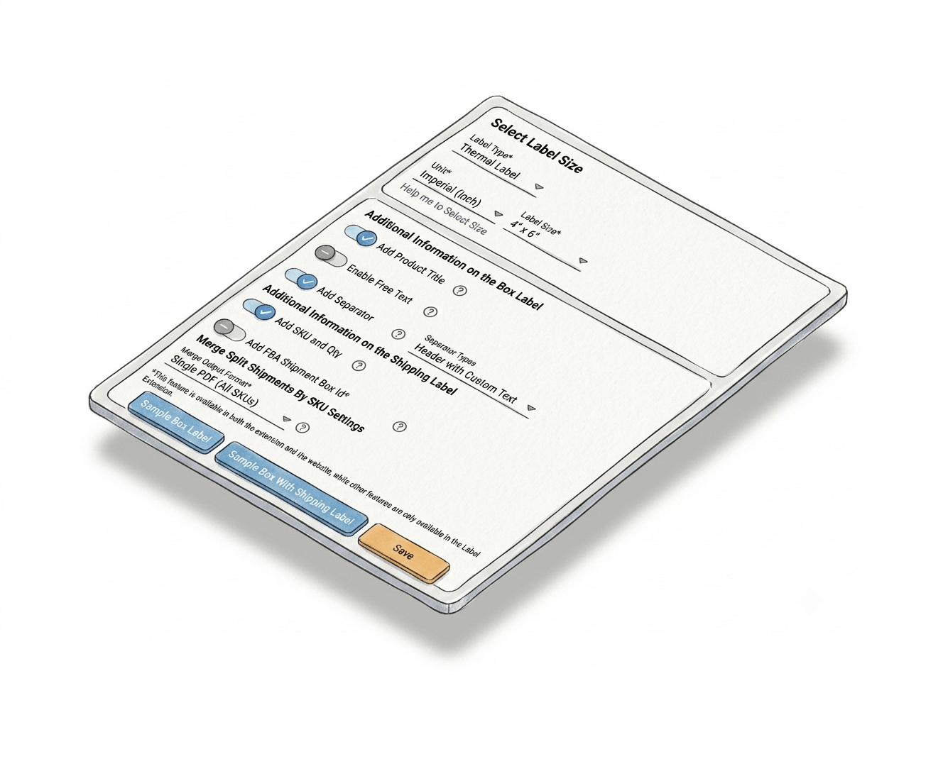 Shipping Label Settings for SKU-based merge configuration in Label Resizer