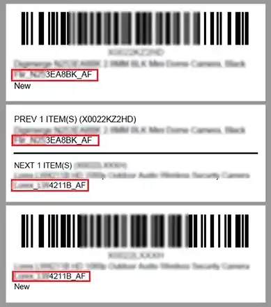 SKU on label result