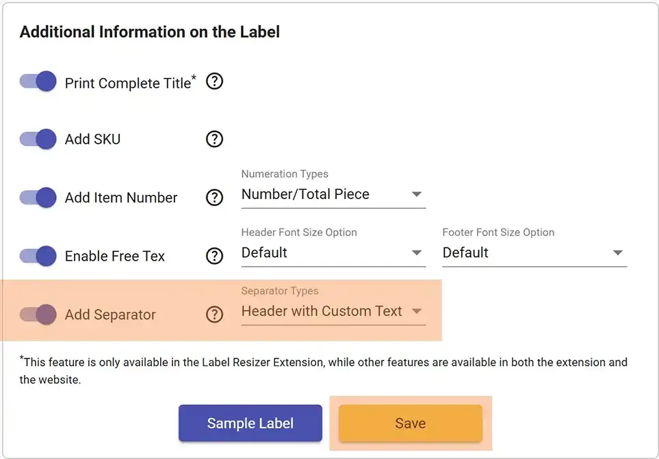 Separator setting