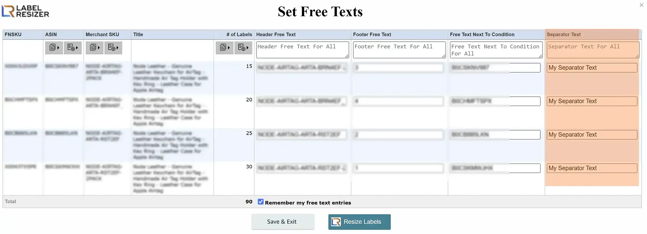 Custom text popup