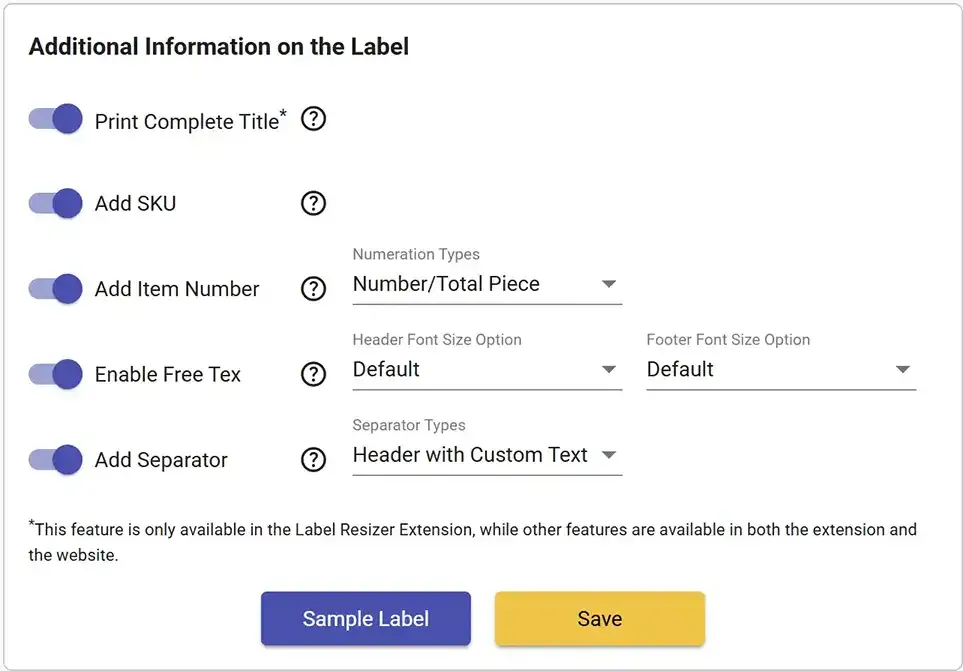 Additional information section