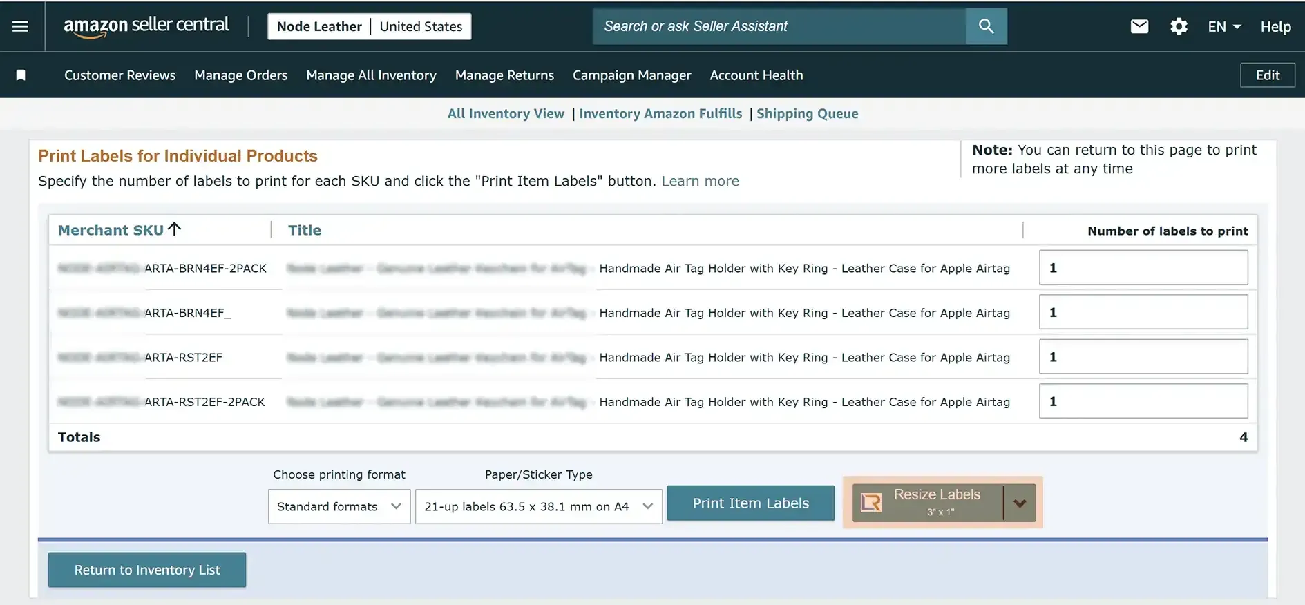 Resize Labels in FBA Inventory