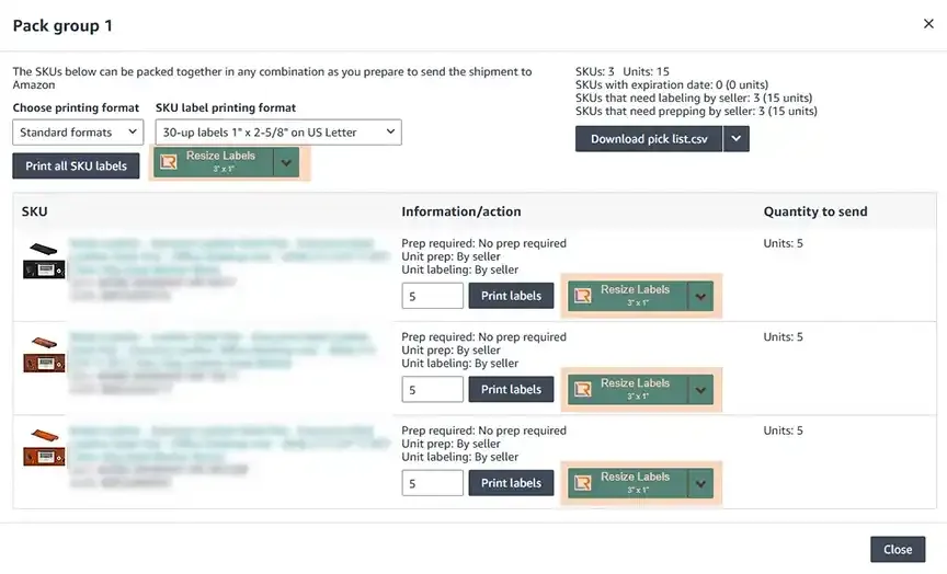 Resize Labels in Pack Individual Units