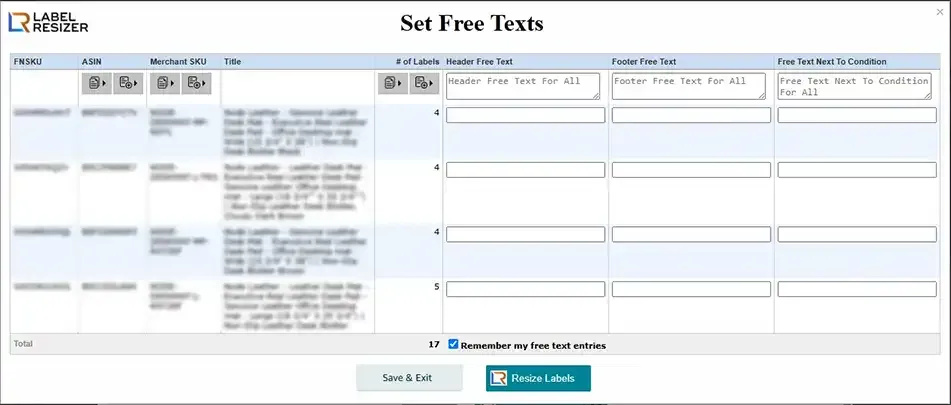 Free text popup