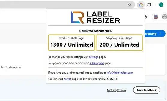 Extension active on Walmart Seller Center