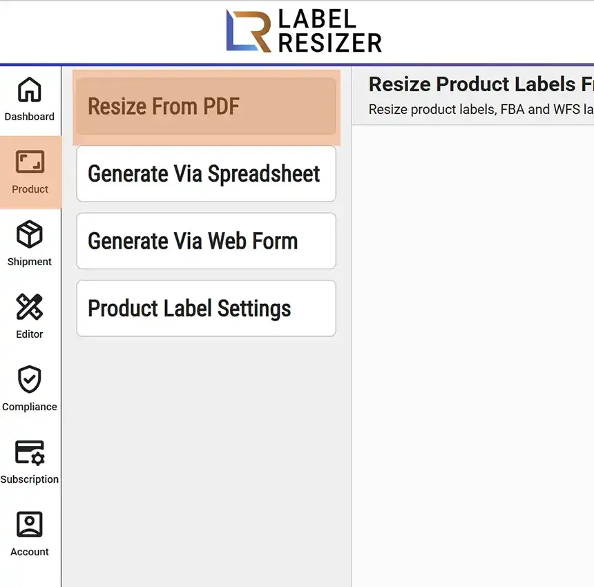 Resize from PDF menu