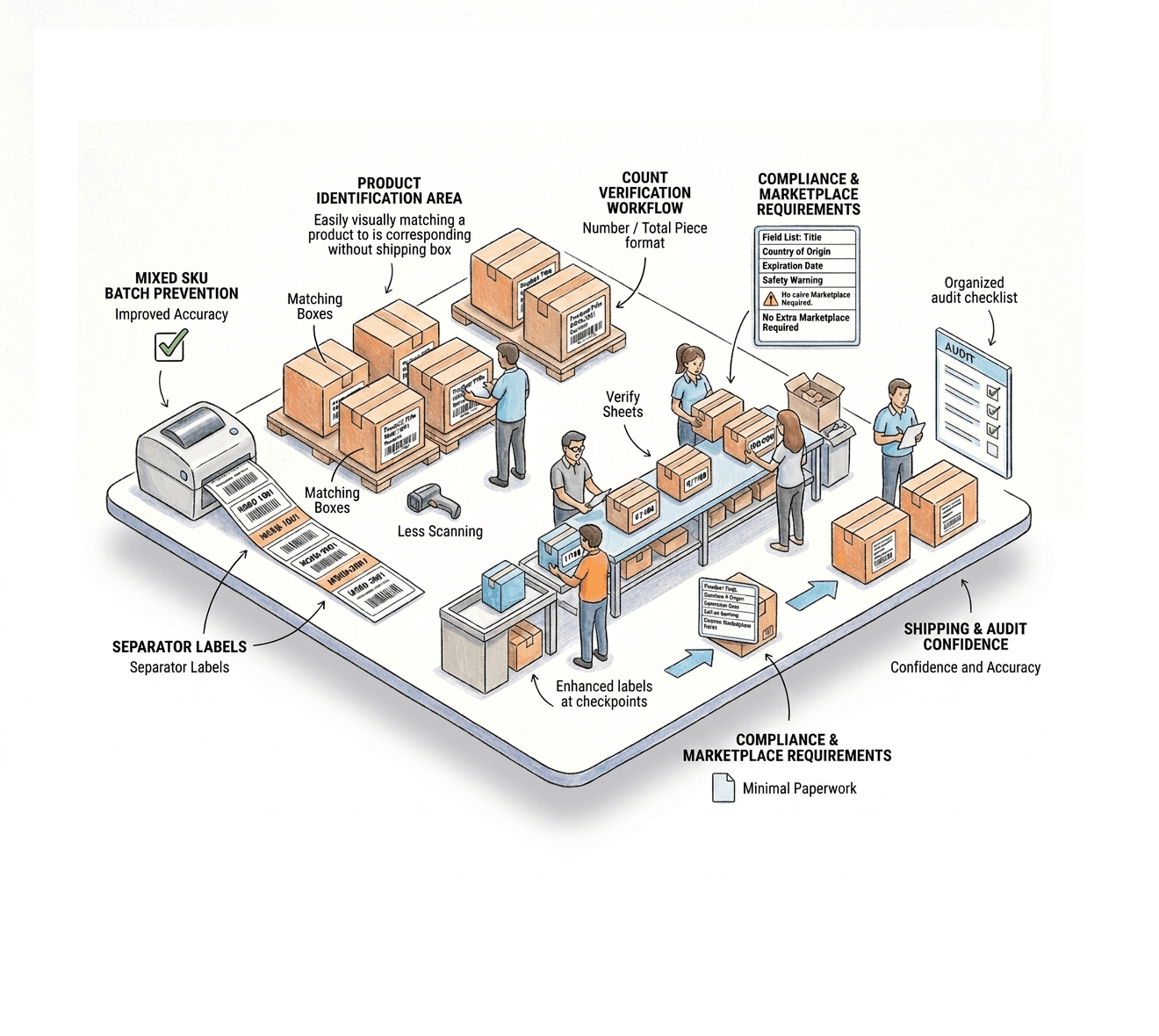 Organized Multi-Platform Shipment with Separator and Numbered Labels
