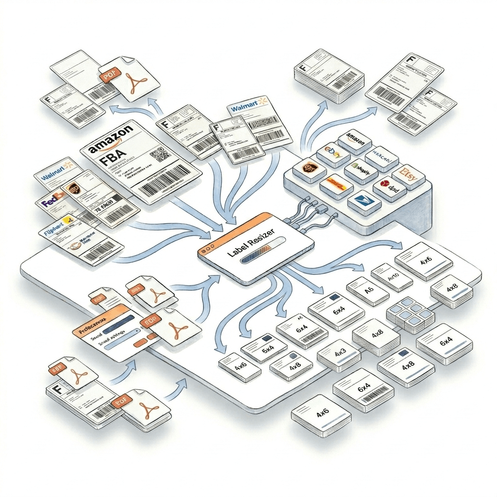 Resizing Walmart, UPS, FedEx, and other carrier shipping labels with Label Resizer