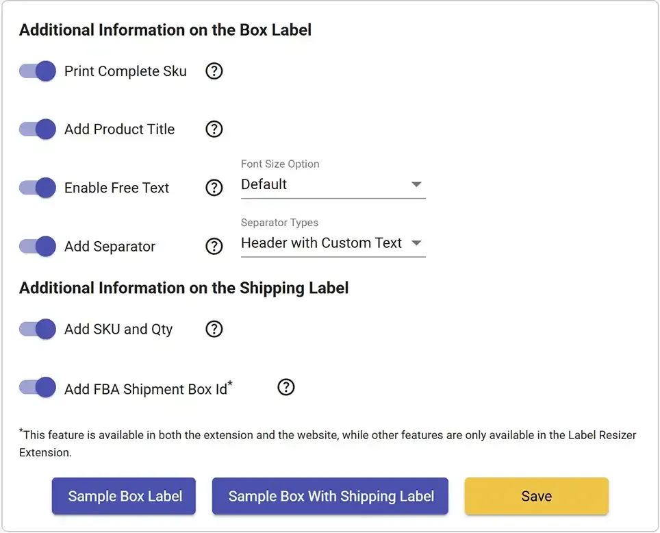 Additional information sections