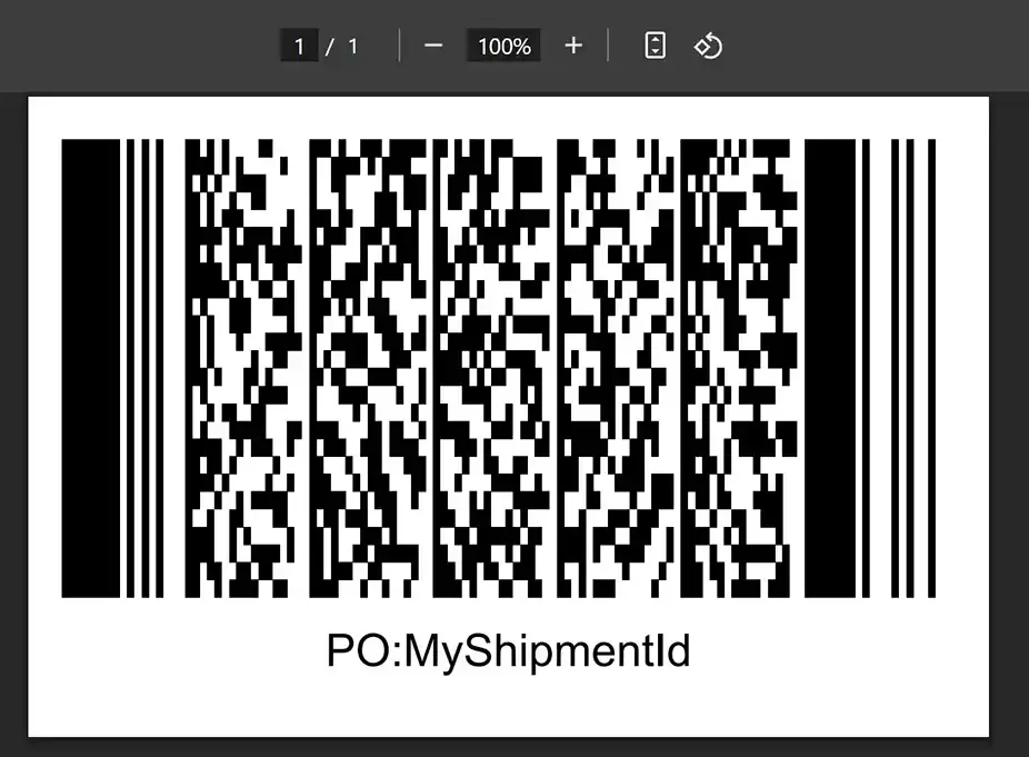 Generated 2D barcode label