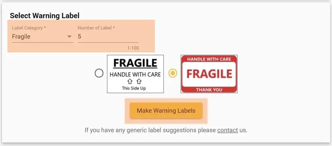 Warning label categories