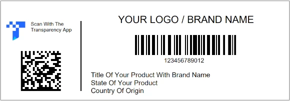 Amazon Transparency Label 1.375" × 2" Rectangle