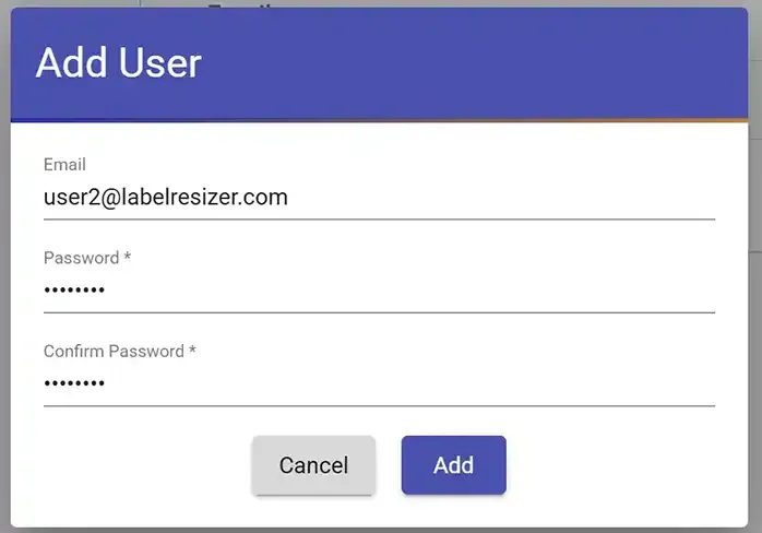 Add user popup