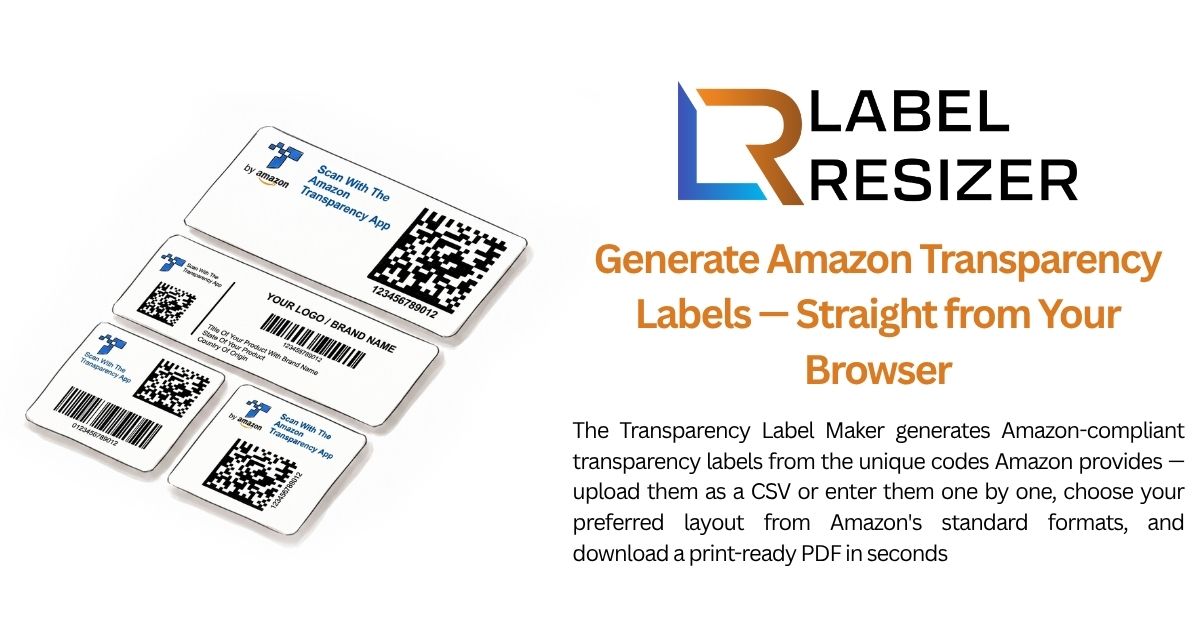 Transparency Label Maker For Amazon | Bulk & Manual, PDF Output